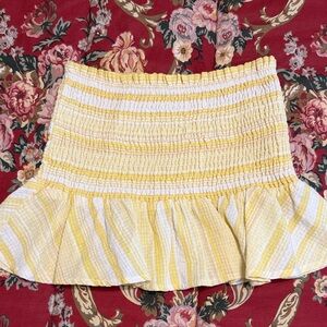 Yellow and White Striped Women's Top